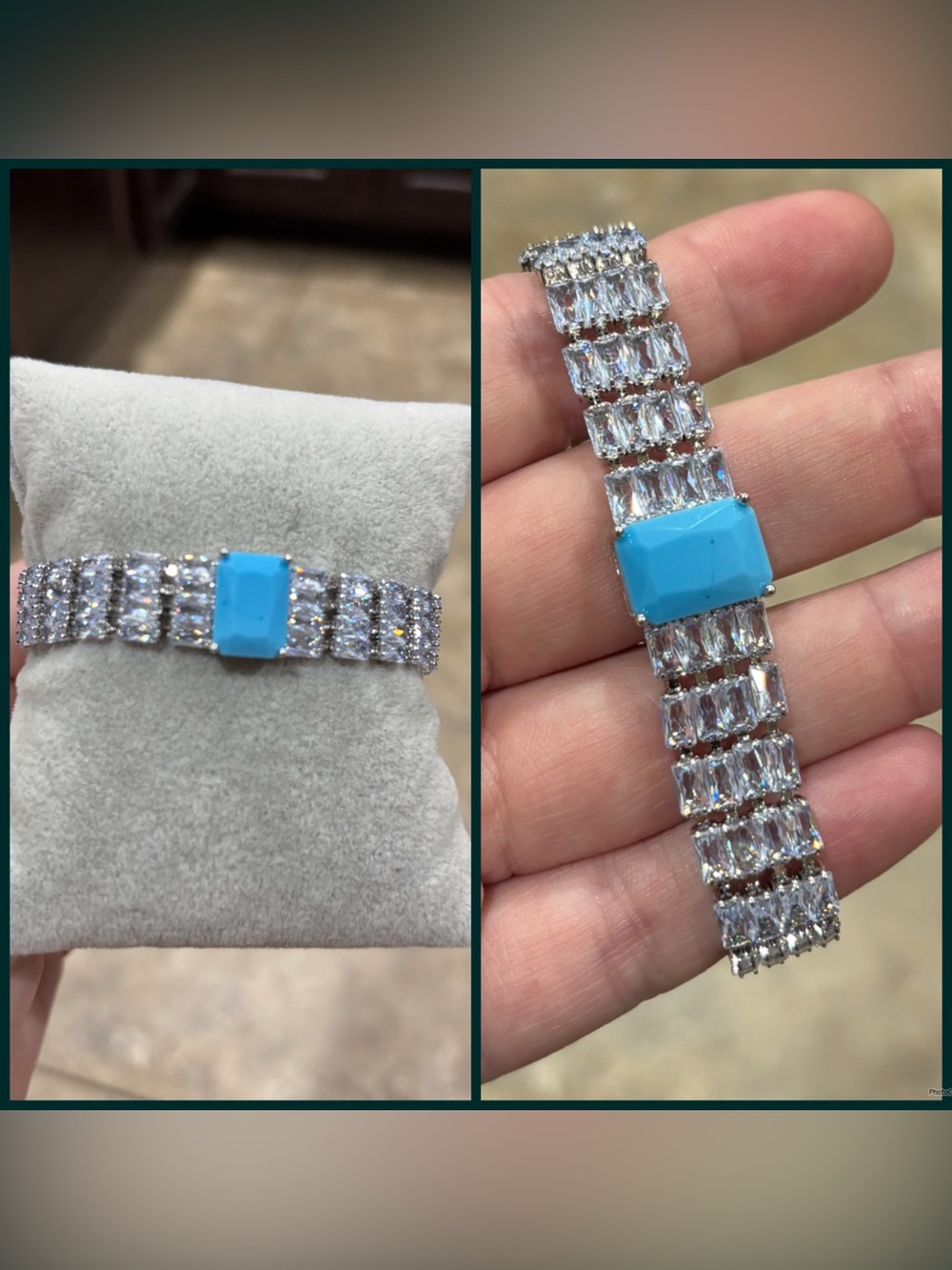 Turquoise Center Crystal Bracelet for Women